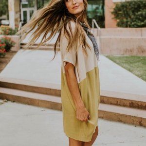 Roolee Color block Linen Midi Sack Dress S